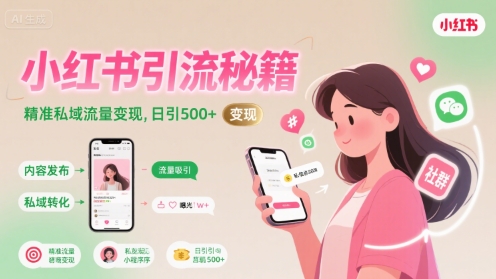 小红书引流秘籍,精准私域流量变现,日引500+-一起发