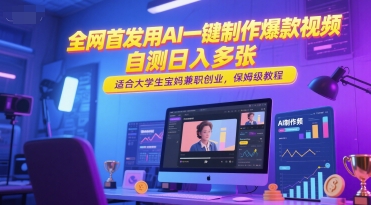 全网首发用AI一键制作爆款视频,自测日入多张,适合大学生宝妈兼职创业,保姆级教程-一起发