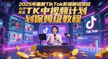2025年最新TikTok影视解说项目,新手也能挣美金,TK中视频计划保姆级教程-一起发