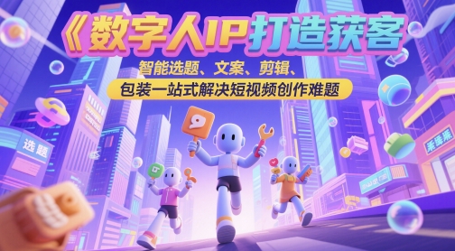 数字人IP打造获客变现实操课，智能选题、文案、剪辑、包装一站式解决短视频创作难题-一起发